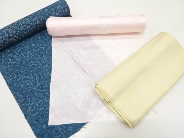 JAPANESE KIMONO / ANTIQUE SCRAP FABRIC BOLT 3-PIECE SET